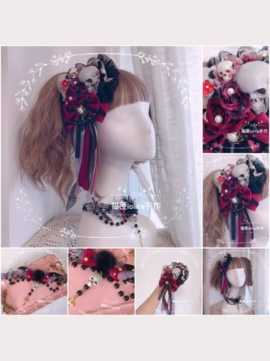 Halloween Red & Black Skeleton Gothic Lolita Accessories (LG139)